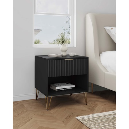 Manhattan Comfort DUMBO 1.0 Nightstand in Black NS001-BK